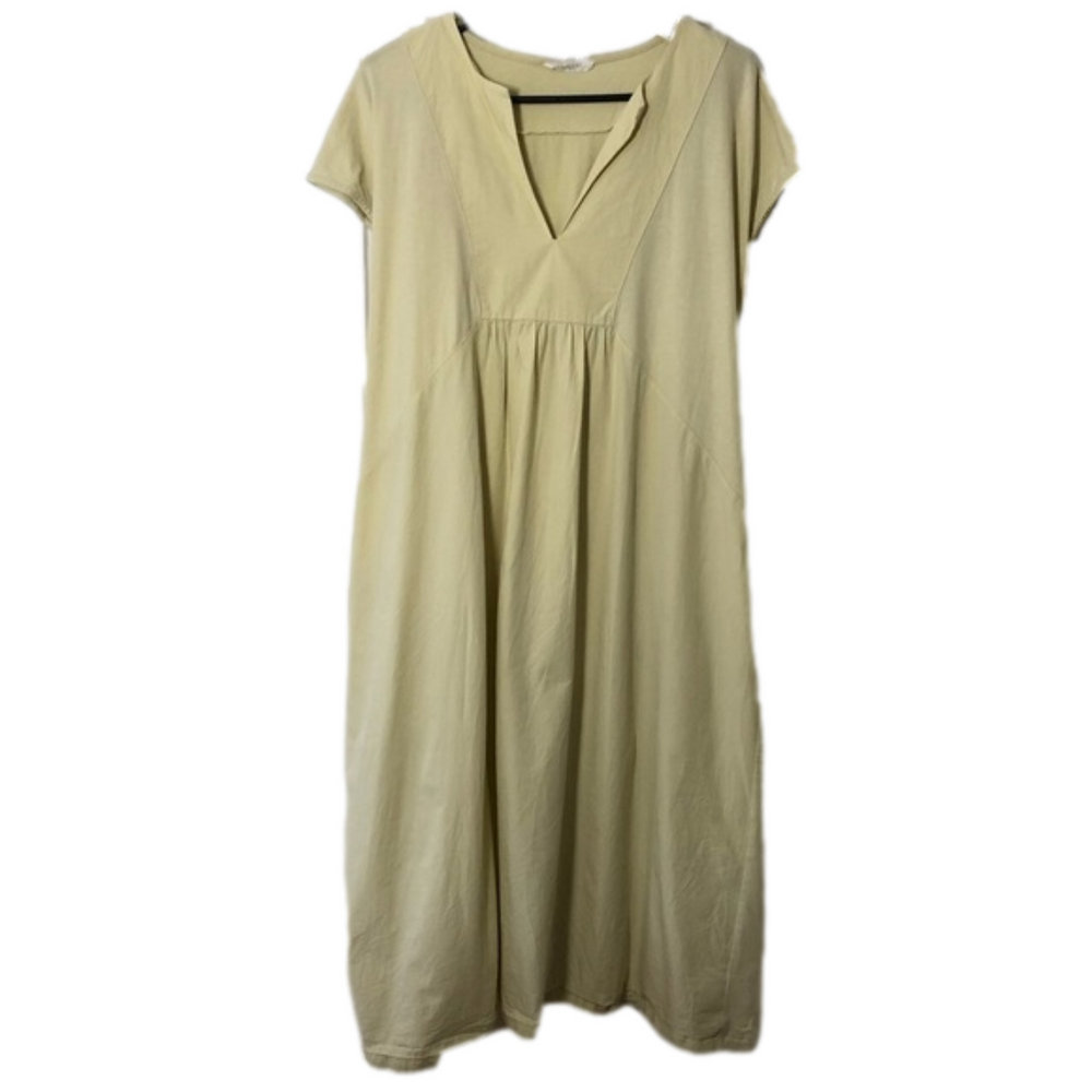 Beaumont Organic lagenlook midi dress cotton with pockets yellow Size M